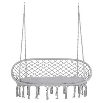 Outsunny Hanging Hammock Chair Macrame Seat for Patio Garden