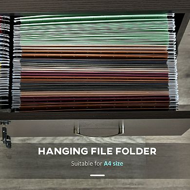 Vinsetto Wood Office File Cabinet with Drawers, Lock and Key for A4 Size,