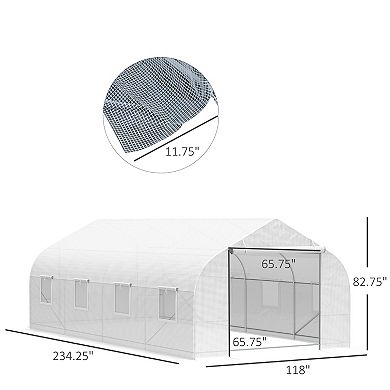 Outsunny 19.5' X 10' X 7' Outdoor Walk-in Tunnel Greenhouse, Green