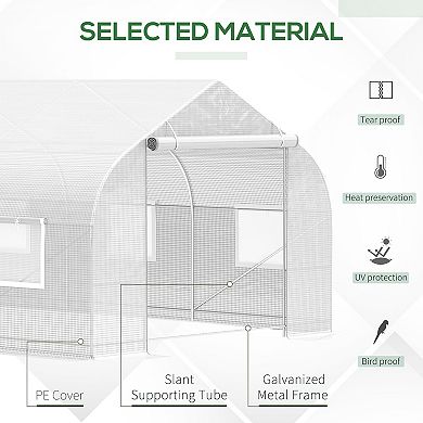 Outsunny 19.5' X 10' X 7' Outdoor Walk-in Tunnel Greenhouse, Green