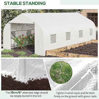 Outsunny 19.5' X 10' X 7' Outdoor Walk-in Tunnel Greenhouse, Green