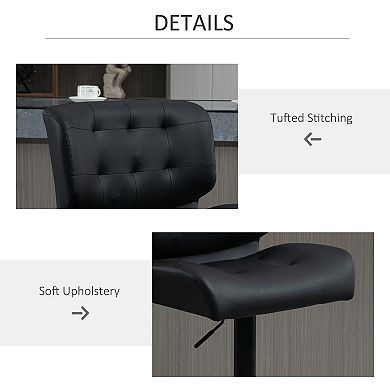 HOMCOM Set of 2 Bar Height Chairs with Adjustable Seat Height & Footrest