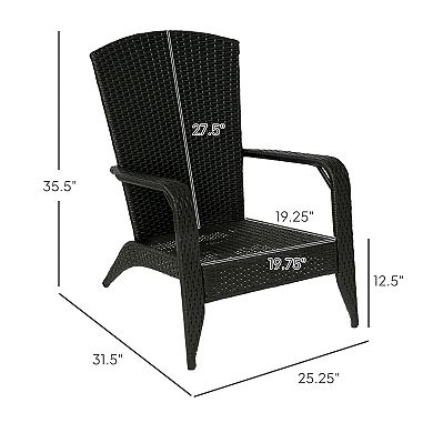 Outsunny Patio Wicker Adirondack Chair with Cushion, Armrest