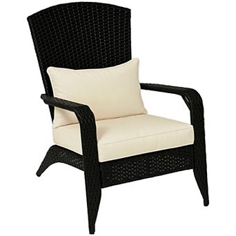 Outsunny Patio Wicker Adirondack Chair with Cushion, Armrest