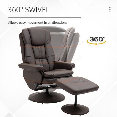 HOMCOM Swivel Recliner with Ottoman Reclining Chair and Footrest