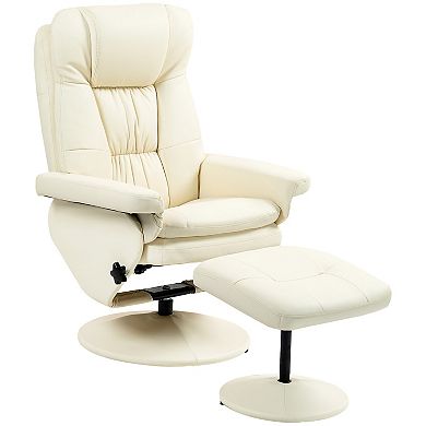 Modern Pu Leather Recliner Chair, Living Room Chair W/ Footrest Ottoman, Black