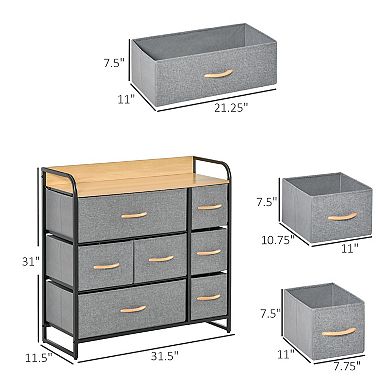 Homcom 7-drawer Dresser, 3-tier Tower Unit With Steel Frame