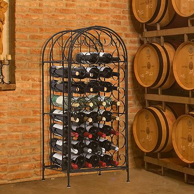 HOMCOM 35 Bottle Wrought Iron Wine Rack Cabinet with Lock