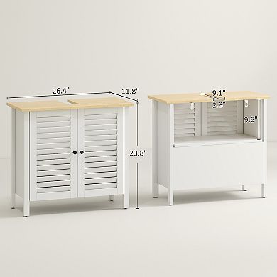 HOMCOM Modern Double Shutter Gate Organizational Low Pantry