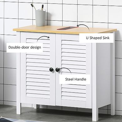 HOMCOM Modern Double Shutter Gate Organizational Low Pantry