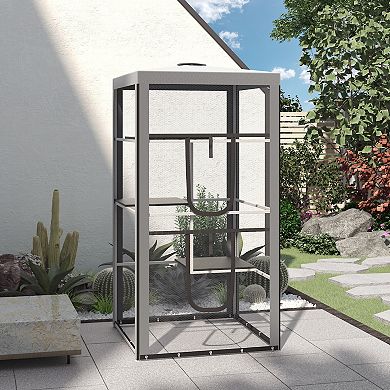 Large Outdoor Cat House Indoor Pet Playpen W/ 3 Platforms 4 Sandbags