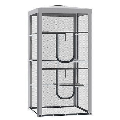 Large Outdoor Cat House Indoor Pet Playpen W/ 3 Platforms 4 Sandbags