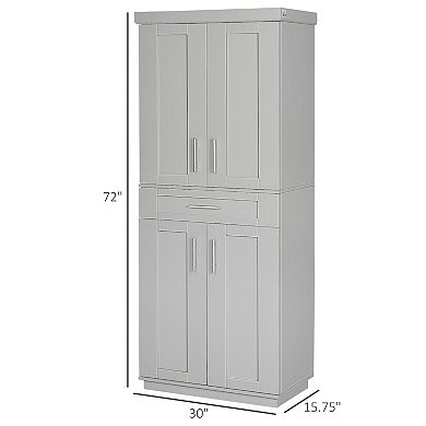 HOMCOM Kitchen Pantry with Doors and Drawer, Adjustable Shelves