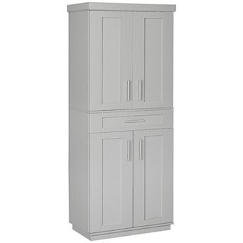 HOMCOM Kitchen Pantry with Doors and Drawer, Adjustable Shelves