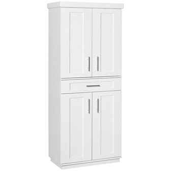 HOMCOM Kitchen Pantry with Doors and Drawer, Adjustable Shelves