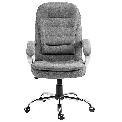 Executive Swivel Office Computer Desk Chair With Armrests Linen Fabric Grey