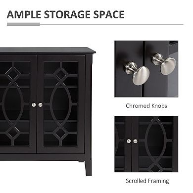 HOMCOM Vintage Sideboard Accent Cabinet Kitchen Buffet Storage with Glass Doors