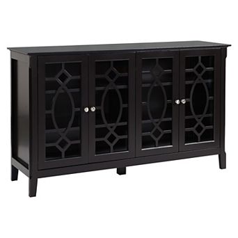 HOMCOM Vintage Sideboard Accent Cabinet Kitchen Buffet Storage with Glass Doors
