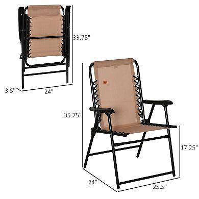 Outdoor Patio Folding Chair, Portable Chair For Camping Lawn With Armrest, Beige