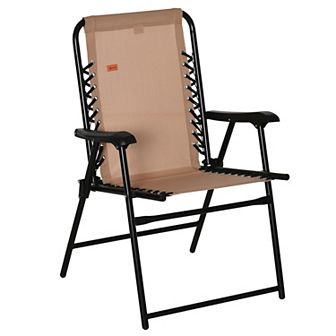 Outdoor Patio Folding Chair, Portable Chair For Camping Lawn With Armrest, Beige