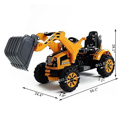 Aosom 6V Electric Kids Ride On Toy Digger Construction Excavator Tractor Vehicle Digger Toy Moving Forward Backward