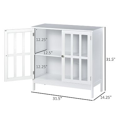 Multipurpose Bathroom Cabinet, Kitchen Storage Cupboard W/ Double Doors, Grey