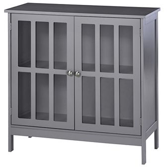 Multipurpose Bathroom Cabinet, Kitchen Storage Cupboard W/ Double Doors, Grey