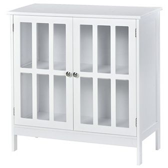 Multipurpose Bathroom Cabinet, Kitchen Storage Cupboard W/ Double Doors, Grey