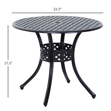 Square/round Cast Aluminum Outdoor Dining Table Garden Patio Furniture Black