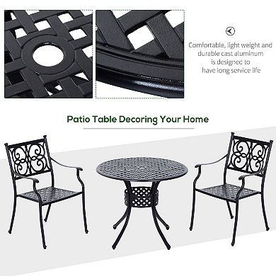 Square/round Cast Aluminum Outdoor Dining Table Garden Patio Furniture Black