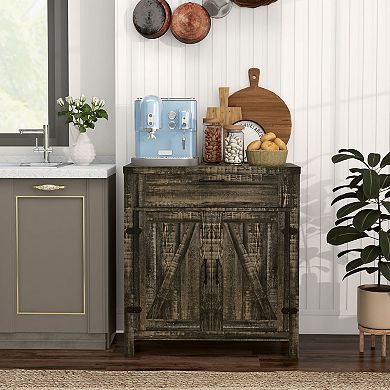 Homcom Sideboard Buffet Cabinet, Modern Farmhouse Kitchen Cabinet