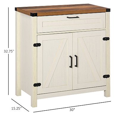 Freestanding Storage Pantry Furniture With Adjustable Shelf For Living Room, Oak