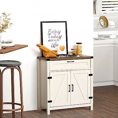Homcom Sideboard Buffet Cabinet, Modern Farmhouse Kitchen Cabinet