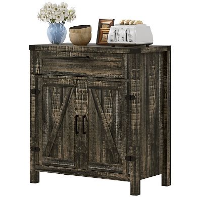 Homcom Sideboard Buffet Cabinet, Modern Farmhouse Kitchen Cabinet