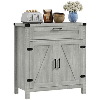 Homcom Sideboard Buffet Cabinet, Modern Farmhouse Kitchen Cabinet