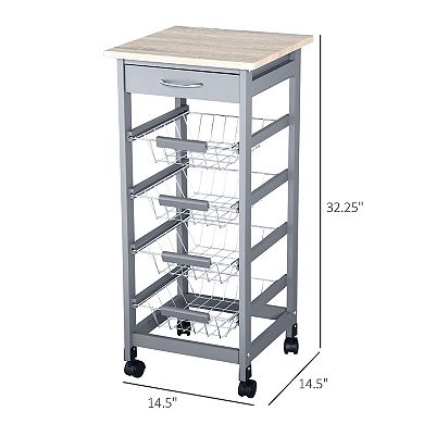 Indoor Moving Kitchen Island W/ Ample Storage Space & Solid Structure, White