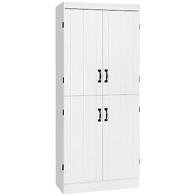 70" Modern Kitchen Pantry Storage Cupboard Cabinet W/ 6-tier Shelving, White