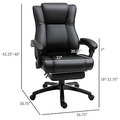 Vinsetto Executive High Back Office Chair Executive Computer Desk Chair with PU Leather Adjustable Height and Retractable Footrest Black