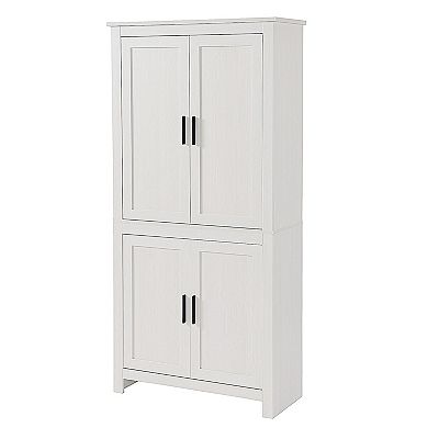 64" 4-door Kitchen Freestanding Storage Pantry Cabinet W/ 5-tier Shelves, Grey