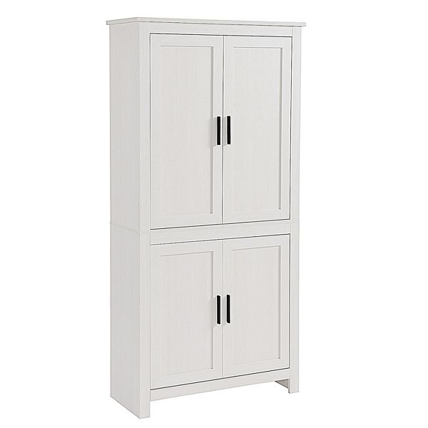 HOMCOM 64 4 Door Kitchen Pantry Freestanding Storage Cabinet with 3 Adjustable  Shelves for Kitchen Dining or Living Room Grey