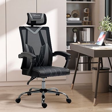 Vinsetto Office Chair Ergonomic Desk Chair with Rotate Headrest Lumbar Support and Adjustable Height 360 degree Swivel Computer Chair