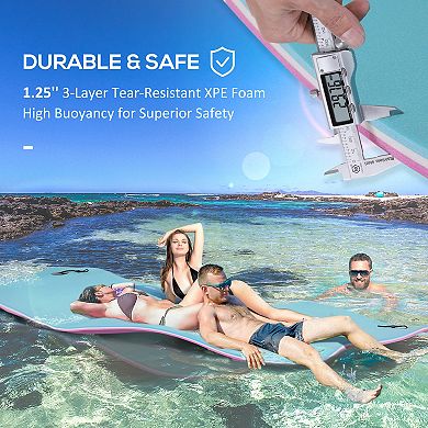 Homcom 17' X 5' Foam Floating Water Pool Pad Mat W/ Straps For Rolling Storage