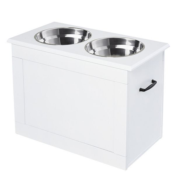 PawHut Raised Dog Bowls with Stand, Dog Feeding Station, for Large