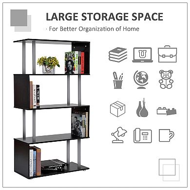 HOMCOM Bookshelf Bookcase Shelf Storage Wood Furniture Home Office Modern