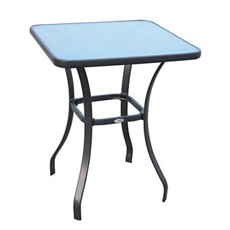 27" Outdoor Garden Bistro Table Dining Table Steel, Tempered Glass