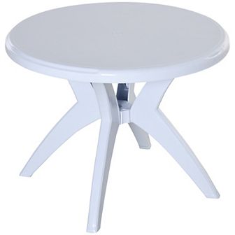 Outsunny Patio Dining Table with Umbrella Hole Round Outdoor Bistro Table for Garden Lawn Backyard, Green