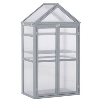 32" X 19" X 54" Wooden Cold Frame Greenhouse For Plants Pc Board Grey