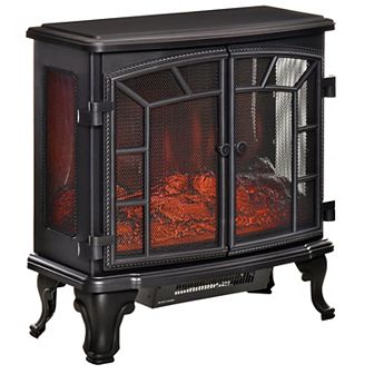 Modern Portable Electric Fireplace Stove Heater W/adjustable Led Flame, Black