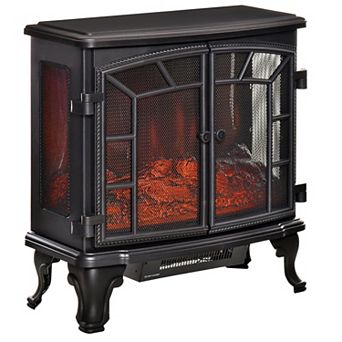 HOMCOM Freestanding Electric Fireplace Heater with LED Log Flames