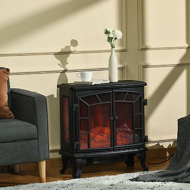 HOMCOM Freestanding Electric Fireplace Heater with LED Log Flames
